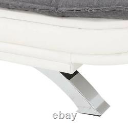 Charcoal or Egg Grey Fabric White Fabric Sofa Bed Padded WITH Metal Feet