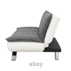 Charcoal or Egg Grey Fabric White Fabric Sofa Bed Padded WITH Metal Feet