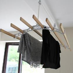 Clothes Airer Ceiling Pulley Maid Traditional Mounted Dryer 6 Lath 2m White