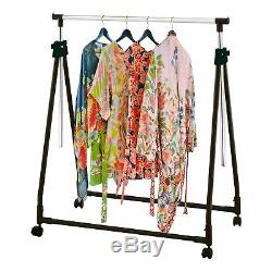 Collapsible Adjustable Garment Rack Coat Hanging Rail Clothes Stand with Wheels