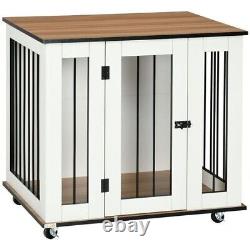 Dog Crate On Wheels Medium Furniture Puppy Cage Portable Carrier Heavy Duty Home
