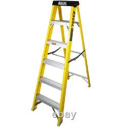 Excel Heavy Duty Electricians Fibreglass Step Ladder Catwalk 6 Tread EN131