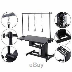 Extra Large Heavy Duty Hydraulic Pet Dog Grooming Table Station Bar Arm 3 Leash