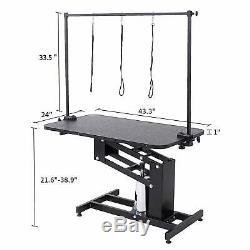 Extra Large Hydraulic Pet Dog Grooming Table with H Bar Arm 3 Leash Heavy Duty