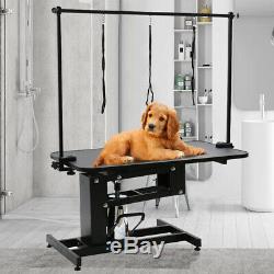 Extra Large Hydraulic Pet Dog Grooming Table with H Bar Arm 3 Leash Heavy Duty