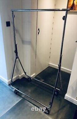 FOLDABLE CLOTHES RAIL EXPANDABLE 98-155cm HEAVY DUTY ON WHEELS FREE POST