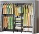 Fteyuet Portable Wardrobe, Heavy Duty Covered Clothes Rail Wardrobes Storage And