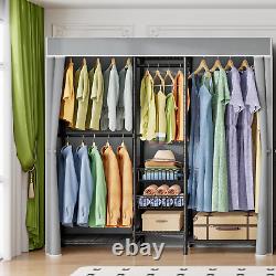 FTEYUET Portable Wardrobe, Heavy Duty Covered Clothes Rail Wardrobes Storage and