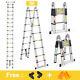 Finether 5m Heavy Duty Aluminum Telescopic Ladder Extendable Folding Step Ladder