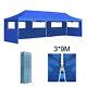 Folding Pop-up Gazebo Wedding Party Tent With 5 Sidewalls 3x9m Marquee Canopy Blue
