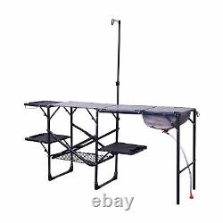 GCI Portable Folding Cooking Station Kitchen Steel Frame Outdoor Camping Storage
