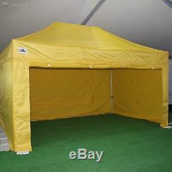 Gala Tent Pop 32mm Yellow Commercial Gazebo 3 x 4.5 Easy Up Pop Up With Sides