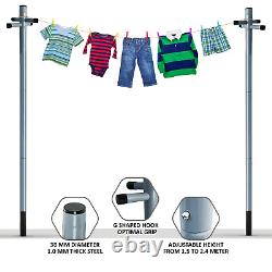 Galvanized 2.4m Heavy Duty Clothes Washing Line Post Pole Support With Socket