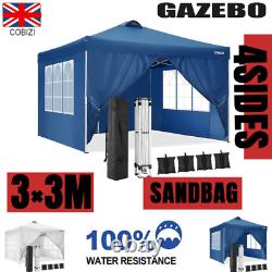 Garden Gazebo Pop-up 3x3M Heavy Duty Canopy Party Tent Waterproof with4 Side Panel