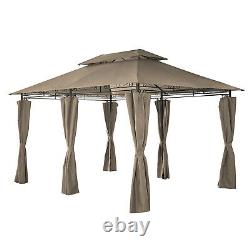 Garden Metal Gazebo 3x4M Patio Party Tent Marquee Canopy Pavilion Sidewall Khaki