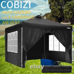 Gazebo 3Mx3M Pop up Canopy Waterproof Tent withSides&Sandbag Garden Party Wedding