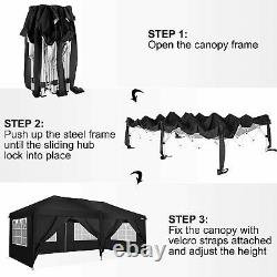 Gazebo Commercial Grade Heavy Duty Marqu E Market Stall Fold Pop Up Tent Black
