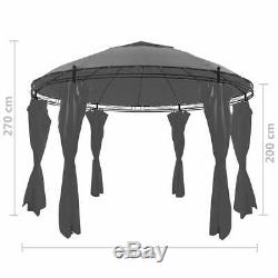 Gazebo with Curtains Marquee Canopy Garden Outdoor Party Tent Heavy Duty 3.5x2.7