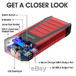 Heavy Duty 2500A Type-C USB Jump Starter Battery Car Power Bank Charger 25000mAh