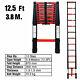 Heavy Duty 2.6m-4.4m Aluminium Telescopic Ladder Extendable Red & Black Portable