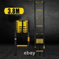 Heavy Duty 3.8M Portable Telescopic Ladder Multi-Purpose Aluminium Extendable UK