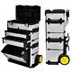 Heavy Duty 3-part Portable Rolling Tool Box Trolley Storage Chest With 2 Wheels