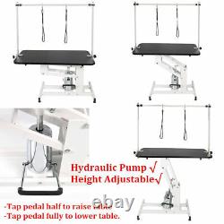 Heavy Duty 44 Hydraulic Lift Dog Grooming Table Adjust H Arms Leash 150KG Load