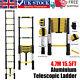 Heavy Duty 4.7m 15.5ft Telescopic Ladder Extendable Aluminium Portable 12 Steps