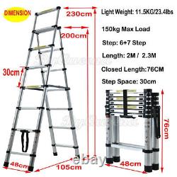 Heavy Duty 4-7 Steps Compact Multi-Purpose Aluminium A Frame Telescopic Ladder
