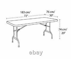 Heavy Duty 6ft Outdoor Plastic Table Half Folding Market Stall Pasting Car Boot