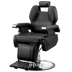 Heavy Duty Barber Chair Hydraulic Recline Hair Salon 360° Swivel Leather Chair