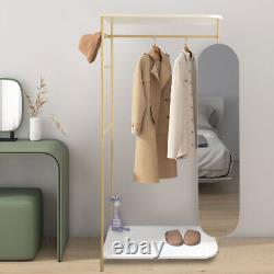 Heavy Duty Clothes Rail Hanging Rack with Mirror Dressing Stand Storage Shelf