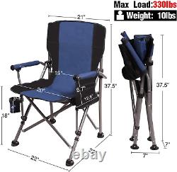Heavy Duty Folding Camping Chair for Adults, Portable Directors Chair with Cup H