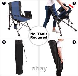Heavy Duty Folding Camping Chair for Adults, Portable Directors Chair with Cup H