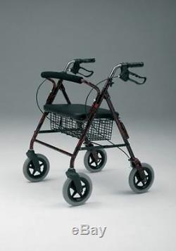 Heavy Duty Folding Portable Travel Four 4 Wheel Rollator Walking Aid Seat Basket