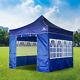 Heavy Duty Gazebo Marquee Pop-up Waterproof Garden Party Tent Withsides 3x3m Blue