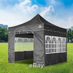Heavy Duty Gazebo Marquee Pop-up Waterproof Garden Party Tent withSides 3x3M Grey