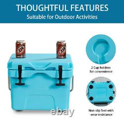 Heavy Duty Ice Chest Portable Ice Cooler Camping Travel Ice Box with Cup Hoders