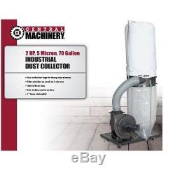 Heavy Duty Industrial Dust Collector 70 Gal 2HP Wood Portable Micron Swivel New
