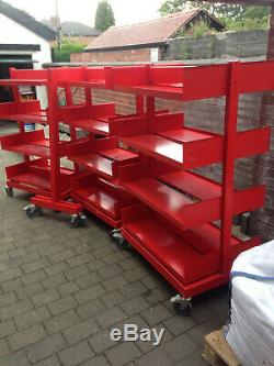 Heavy Duty Industrial Steel Shelving Trolley units with locking castors (3 bays)