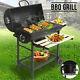 Heavy Duty Large Charcoal Barrel Bbq Grill Garden Barbecue Mini Smoker Withwheels
