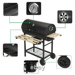 Heavy Duty Large Charcoal Barrel BBQ Grill Garden Barbecue Mini Smoker WithWheels