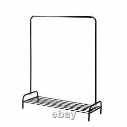 Heavy Duty Metal Clothes Hanging Rail Clothing Coat Stand with Shoe Rack Shelf