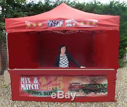 Heavy Duty Mobile Catering Trailer Gazebo Market Stall Fast Food Stall Printed