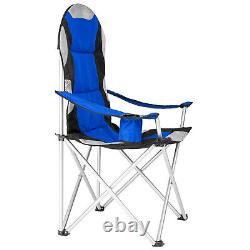 Heavy Duty Padded Folding Camping Directors Chair with Cup Holder Portable blue