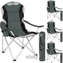 Heavy Duty Padded Folding Camping Directors Chair with Cup Holder Portable grey