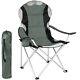 Heavy Duty Padded Folding Camping Directors Chair With Cup Holder Portable Grey