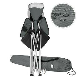 Heavy Duty Padded Folding Camping Directors Chair with Cup Holder Portable grey