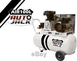 Heavy Duty Portable Air Compressor 100L Litre Belt Driven 230V 3HP 7.5 CFM