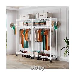 Heavy Duty Rolling Garment Rack, Portable Clothes Rack for Hanging Clothes, Clo